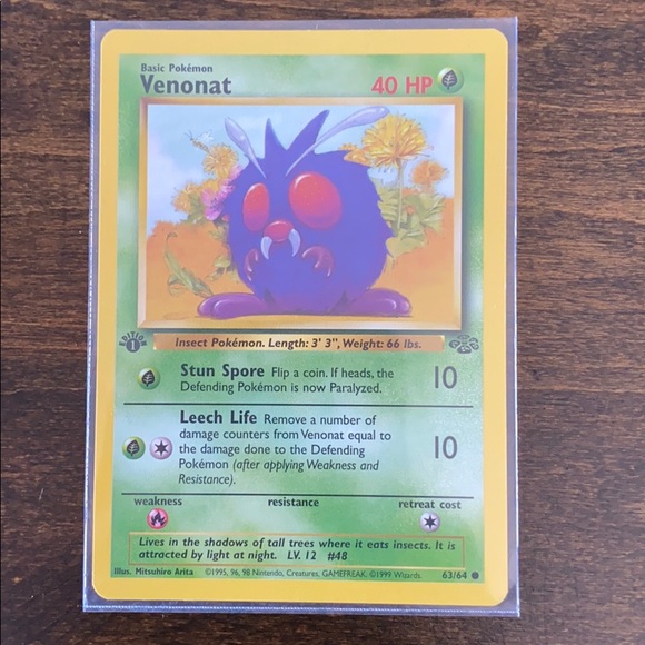Pokemon | Toys | Pokmon St Edition Venonat Card 1995 6364 | Poshmark